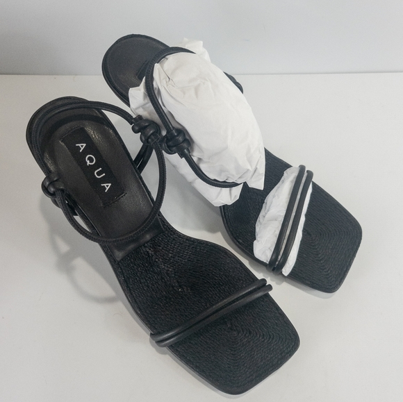 Aqua Alaya Strappy High Heel Sandals Black -8 - Picture 7 of 8